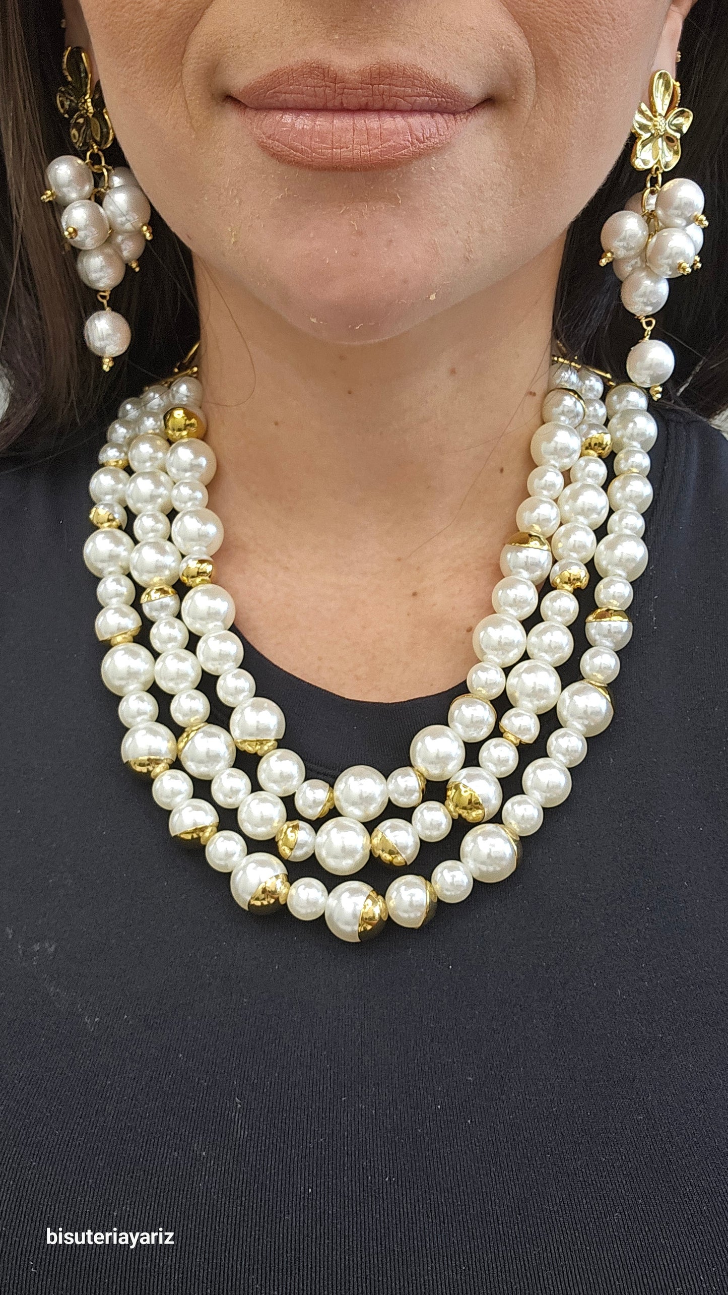 Collar esferas triple
