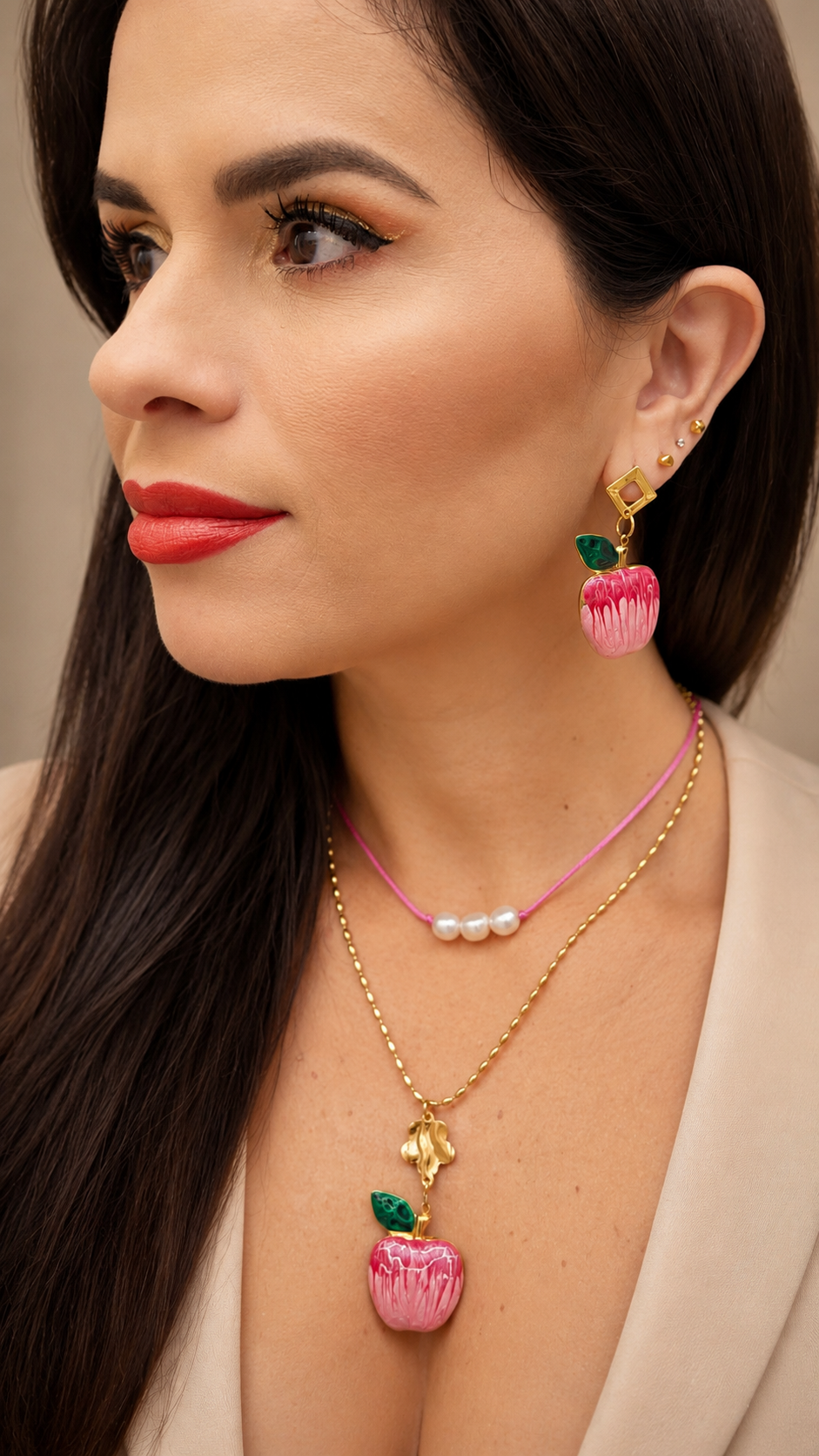 Collar Rosa y Perlas