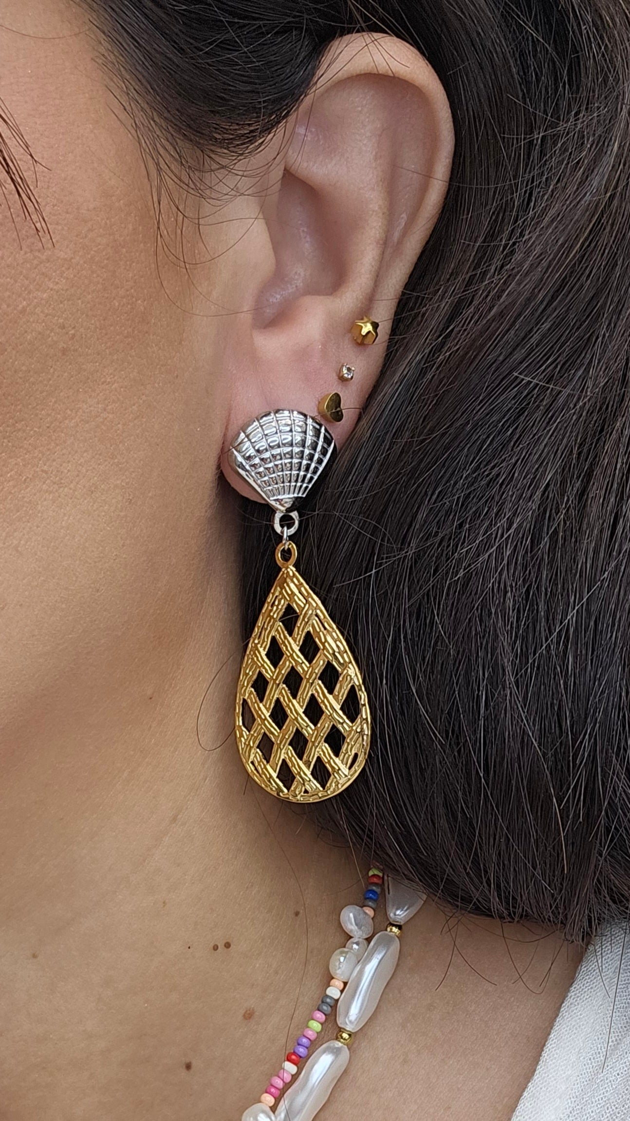 Aretes concha 2 tonos