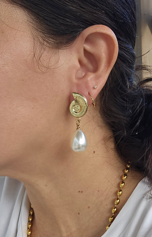 Aretes Concha Perlada
