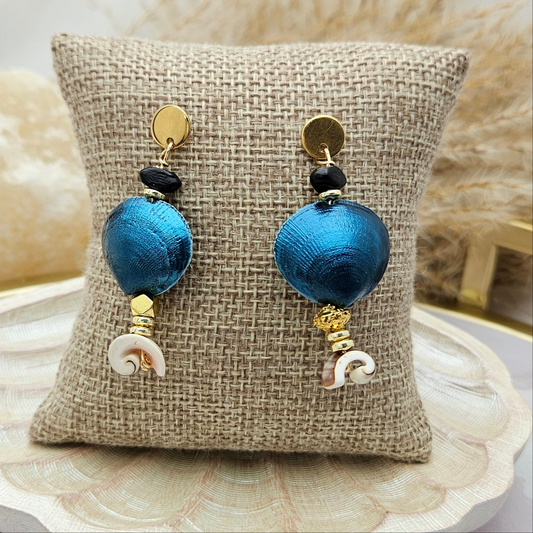 Aretes concha Azul
