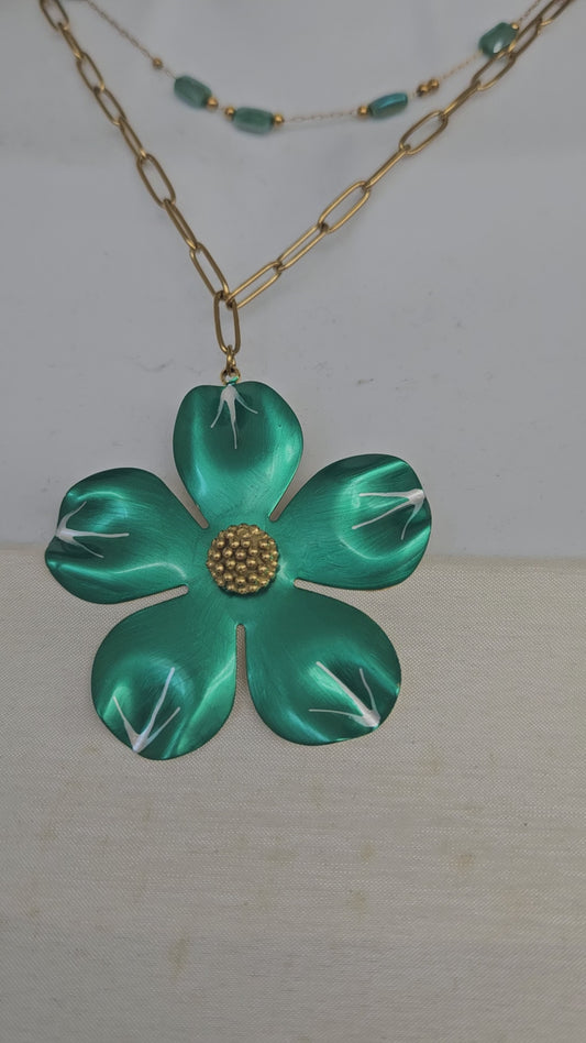 Collar Flor Verde