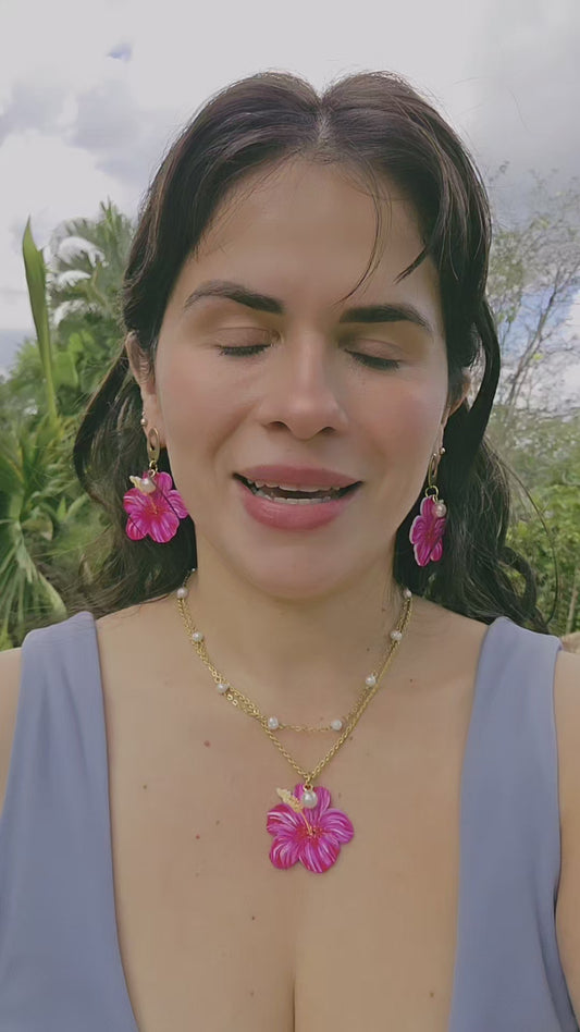 Aretes Amapola fuchia