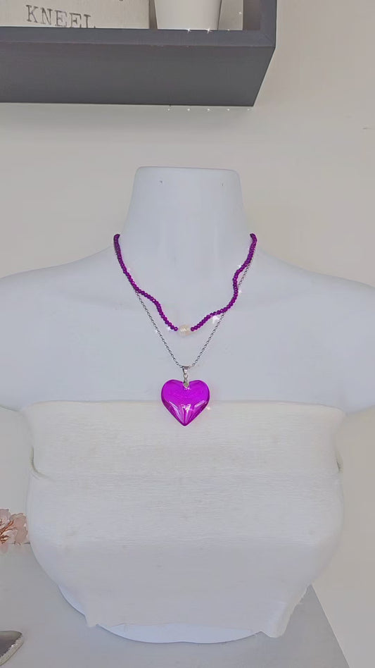 Collar corazón Magenta