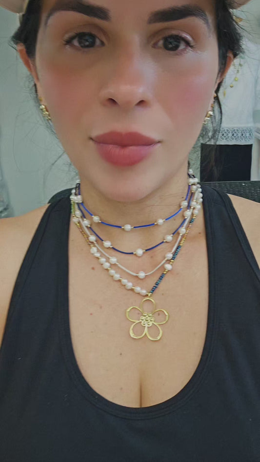 Collar Flor y Perlas