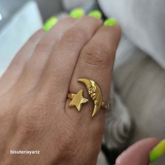 Anillo luna y estrella