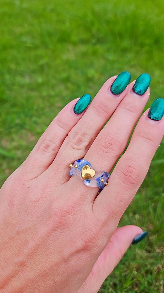 Anillo Corazon size 8 azul
