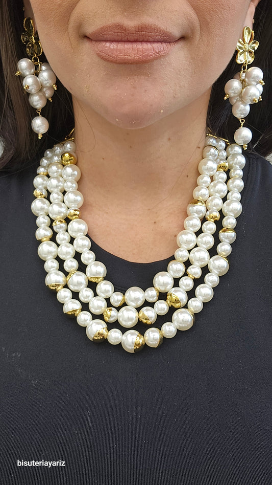 Collar esferas triple