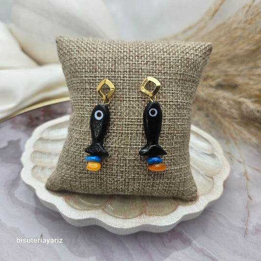 Aretes Pez Ebano