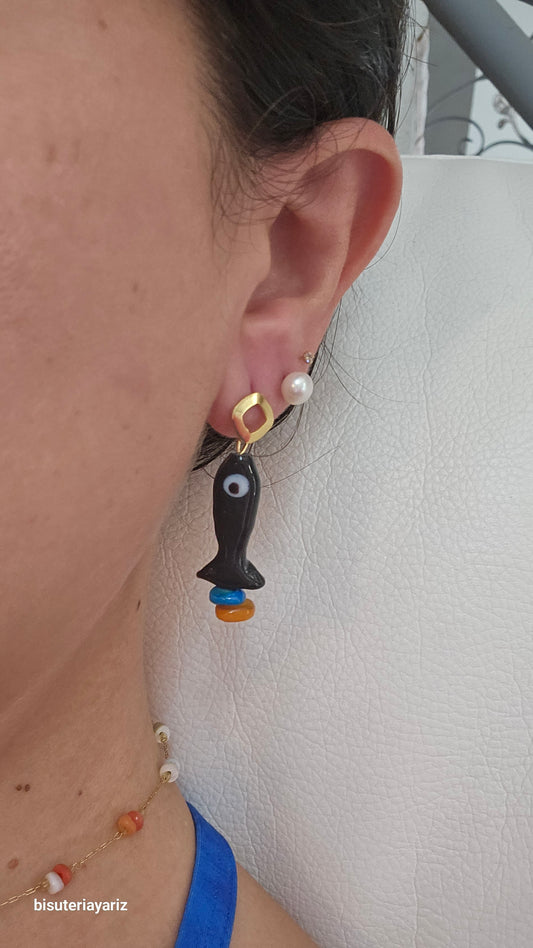 Aretes Pez Ebano