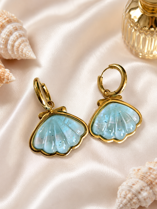 Aretes Concha azul