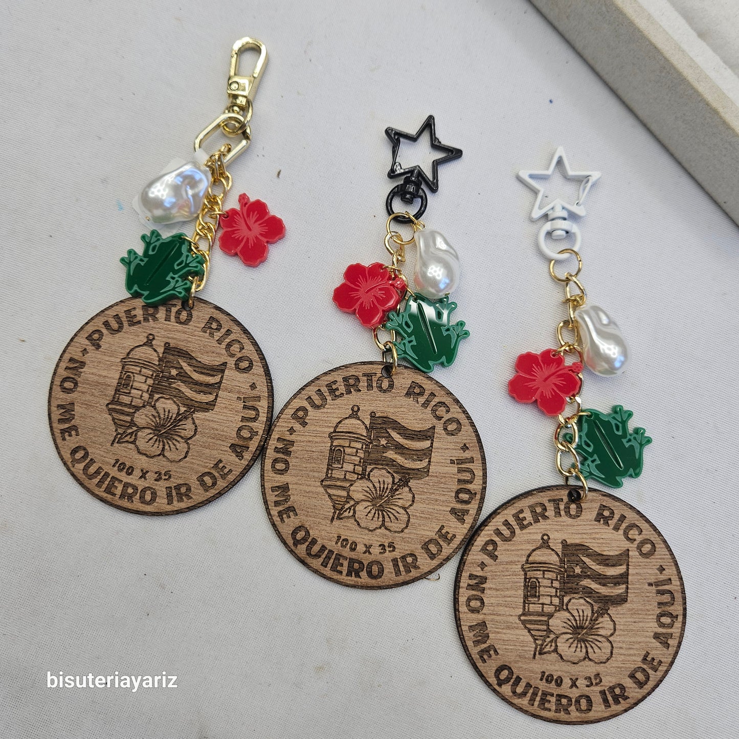 Llavero Boricua Estrella Blanco