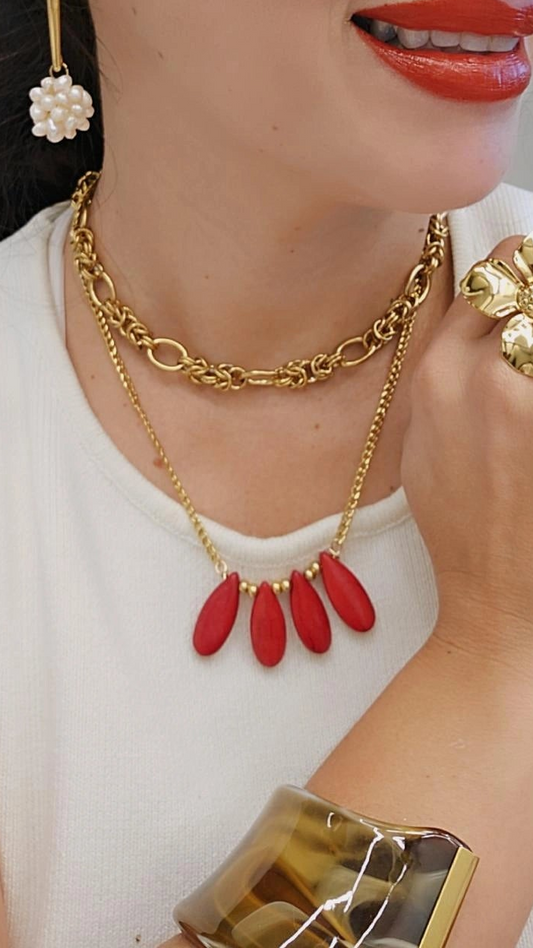 Collar Gotas Rojo
