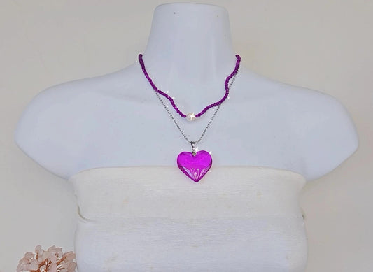 Collar corazón Magenta